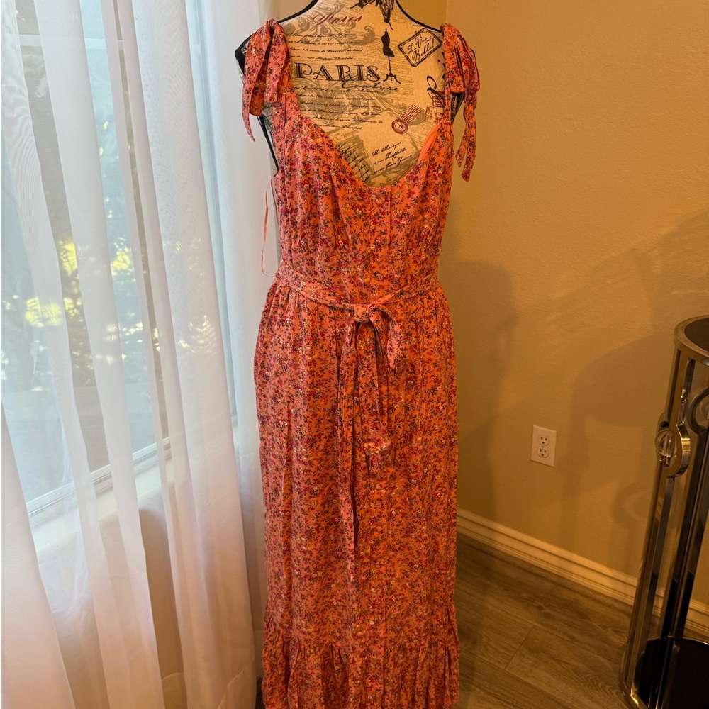 J. Crew Coral Floral Maxi Dress